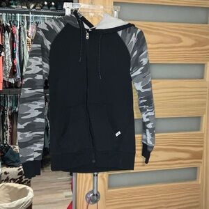 Black Hoodie with Camouflage Sleeves